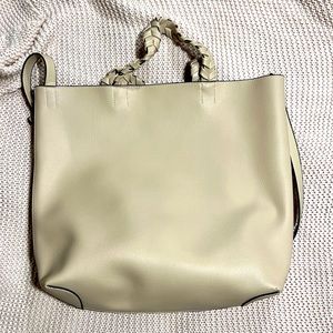 Jules Kae Vegan Leather Tote Bag with shoulder strap in Blush Nude